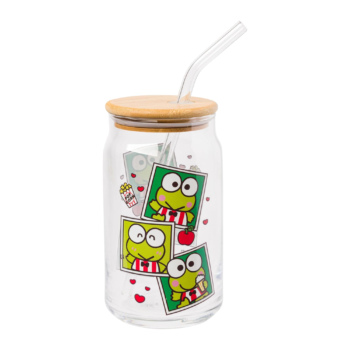 Keroppi Snacks Bamboo Lidded Glass Tumbler